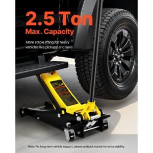 floor jack, 2.5 ton low profile floor jack, heavy duty steel racing floor jack with dual pistons quick lift pump, floor jack lifting range 3.64" 19.49"