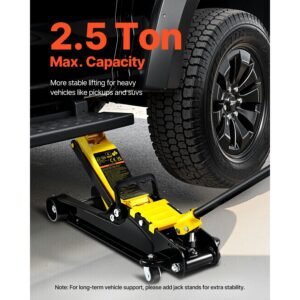floor jack, 2.5 ton low profile floor jack, heavy duty steel racing floor jack with single piston lift pump, floor jack lifting range 3.35" 14.96"