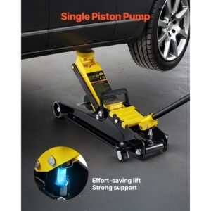 floor jack, 2.5 ton low profile floor jack, heavy duty steel racing floor jack with single piston lift pump, floor jack lifting range 3.35" 14.96"