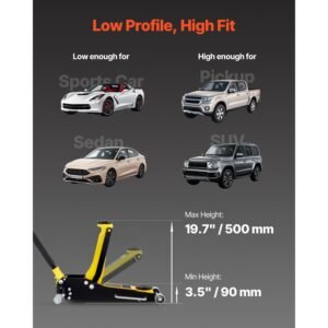 floor jack, 3 ton low profile floor jack, aluminum and steel racing floor jack with dual pistons quick lift pump, floor jack lifting range 3 6/11" 19 11/16"
