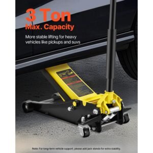 floor jack, 3 ton low profile floor jack, heavy duty steel racing floor jack with dual pistons quick lift pump, floor jack lifting range 3.35" 19.69"