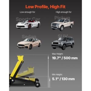 floor jack, 3 ton low profile floor jack, heavy duty steel racing floor jack with single piston quick lift pump, floor jack lifting range 5.12" 20"