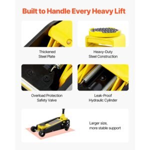 floor jack, 3 ton low profile floor jack, heavy duty steel racing floor jack with single piston quick lift pump, floor jack lifting range 5.12" 20"