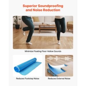 floor underlayment 300 sq. ft, 3 in 1 3 mm thick flooring padding with tape & vapor barrier, heavy duty epe foam soundproofing & noise reduction, for laminate wood (3 rolls x 100 sq. ft)