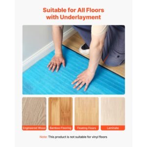 floor underlayment 300 sq. ft, 3 in 1 3 mm thick flooring padding with tape & vapor barrier, heavy duty epe foam soundproofing & noise reduction, for laminate wood (3 rolls x 100 sq. ft)