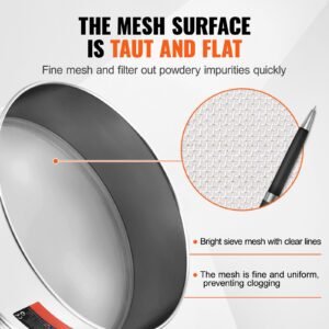 flour sieve fine mesh, 150 mesh flour sifter, 304 stainless steel fine mesh sifter food grade, 12.6" fine mesh strainers for baking, 5 sizes mesh hole for mungbean, rice, flour, pearl powder