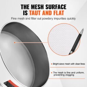 flour sieve fine mesh, 40 mesh flour sifter, 304 stainless steel fine mesh sifter food grade, dia. 12.6" fine mesh strainers for baking, 5 sizes mesh hole for mungbean, rice, flour, pearl powder
