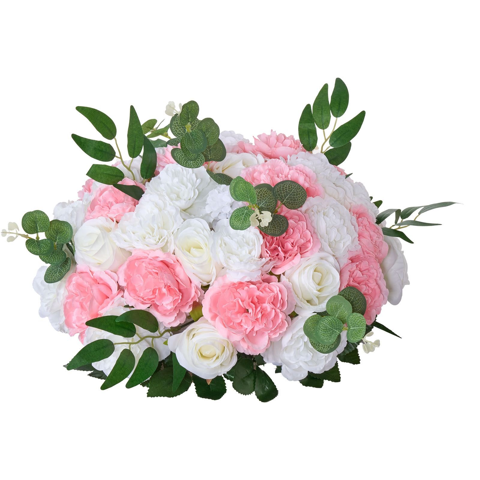 flower ball arrangement bouquet 10 pcs, 17.7 inch diameter artificial flower balls wedding table centerpieces, rose arrangements for wedding centerpiece home decorations, pink and white roses