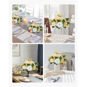 flower ball arrangement bouquet 10 pcs, 9.5 inch diameter artificial flower balls wedding table centerpieces, rose arrangements for wedding centerpiece home decoration, champagne & white roses