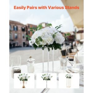 flower balls arrangement bouquet 10 pcs, 17.7 inch diameter artificial flower balls wedding white roses centerpieces, faux flowers arrangements for wedding centerpiece home table decorations
