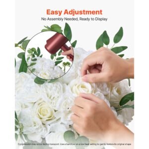 flower balls arrangement bouquet 10 pcs, 17.7 inch diameter artificial flower balls wedding white roses centerpieces, faux flowers arrangements for wedding centerpiece home table decorations