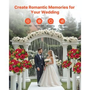 flower balls arrangement bouquet 10 pcs, 9.5 inch wedding red roses centerpieces, fake flowers kissing balls decor artificial floral arrangements flower bouquet for home party table decorations