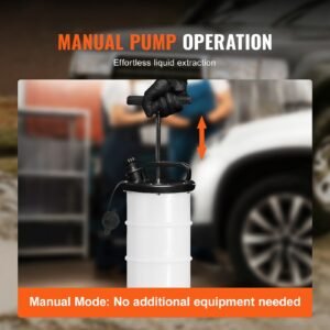 fluid extractor, 1.74 gallons (6.5 liters), manual hand operated oil changer vacuum fluid extractor with dipstick and hose, oil extractor change pump for automotive fluids vacuum evacuation
