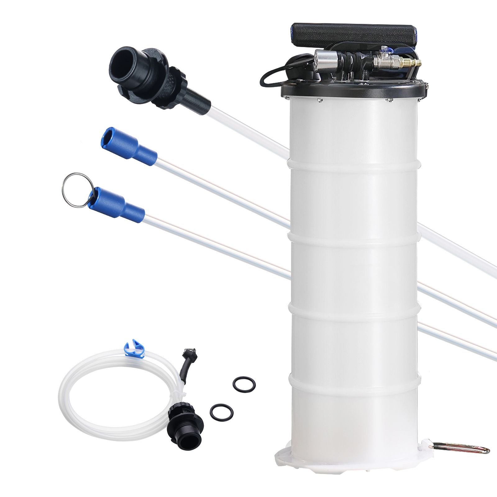 fluid extractor, 1.74 gallons (6.5 liters), pneumatic/manual oil changer vacuum fluid extractor with dipstick and suction hose, oil extractor change pump for automotive fluids vacuum evacuation