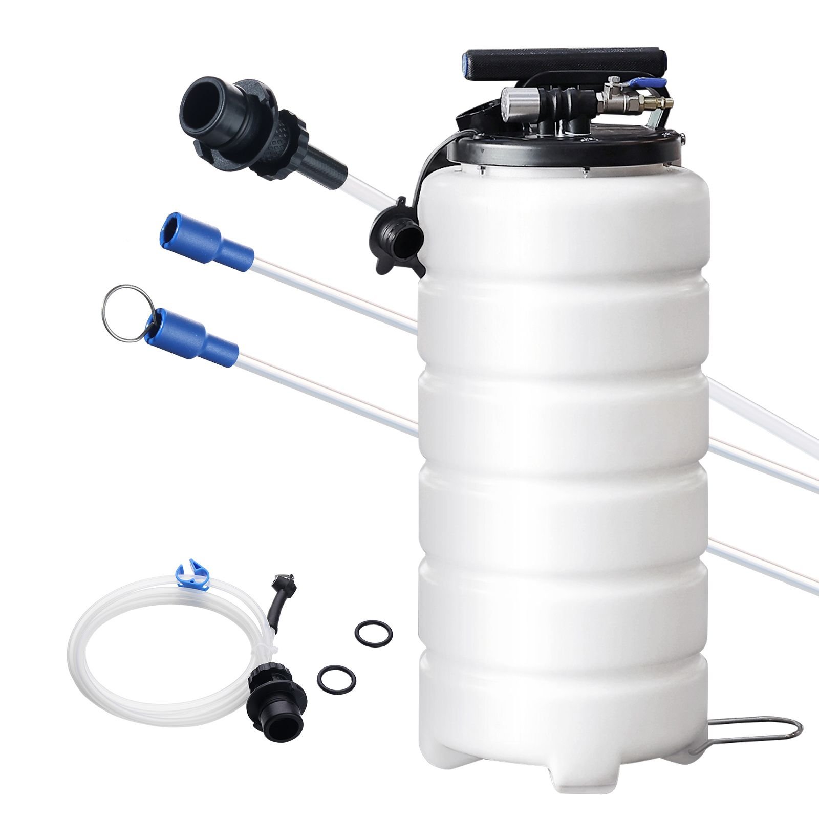 fluid extractor, 4 gallons (15 liters), pneumatic/manual oil changer vacuum fluid extractor with dipstick and suction hose, oil extractor change pump for automotive fluids vacuum evacuation