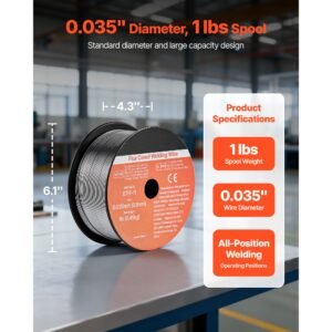 flux core mig welding wire, e71t 11 0.035 inch 1 lbs, gasless mild steel welding wire with low spatter for all position arc welding, self shielded for outdoor use (pack of 3 rolls)