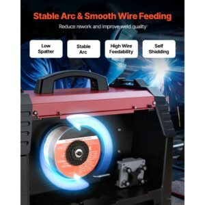 flux core mig welding wire, e71t gs 0.035 inch 2 lbs, gasless mild steel welding wire with low spatter for all position arc welding, self shielded for outdoor use (pack of 3 rolls)