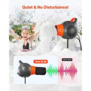 foam machine, 115 w party foam cannon, portable foam maker with a tripod stand, powerful foam party machine, for backyard, pool, outdoor events, birthdays, celebrations and party, grey & orange