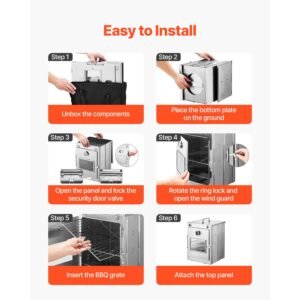 foldable camping oven, stainless steel portable camping stove, with 3 tier grill, handle and thermometer, use with wood burning fire, propane stoves, for baking bread, pizza, outdoor cooking