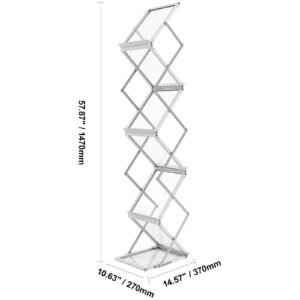 foldable magazine display rack, 6 pockets pop up brochure display stand, double sided display catalog literature holder stand, portable with carrying bag for office trade show exhibitions