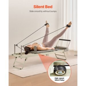 foldable pilates reformer, pilates workout machine for home gym studio use, pilates bed with dual resistance spring & cord, reformer set for advanced users and beginners, up to 400 lbs