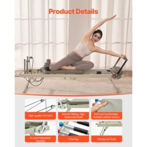 foldable pilates reformer, pilates workout machine for home gym studio use, pilates bed with dual resistance spring & cord, reformer set for advanced users and beginners, up to 400 lbs