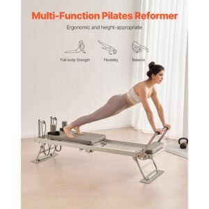 foldable pilates reformer, pilates workout machine for home gym studio use, pilates bed with dual resistance spring & cord, reformer set for advanced users and beginners, up to 400 lbs