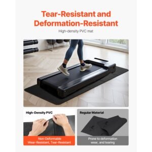 foldable walking pad treadmill mat, 1/4" thick, 24" x 68" exercise equipment mat for elliptical on carpet hardwood floor, high density pvc floor protector, waterproof and non slip for home gym