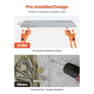 foldable welding table 44" x 21", 500lbs capacity welding workbench with 4 level adjustable height, carbon steel work bench with 6 tool slots & 0.63" fixture holes for welding assembly repair