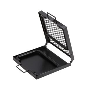 Folding Campfire Grill, Heavy Duty Steel Mesh Grate, 22.4" Portable Camping Grates Over Fire Pit, Camp Fire Cooking Equipment with Legs Carrying Bag, Grilling Rack for Outdoor Open Flame Cooking