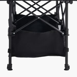 folding camping table, portable roll up side tables, lightweight aluminum beach table with adjustable height, large storage bag and carry bag, for outdoor bbq tailgating picnic, travel, black