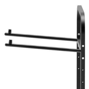 folding chair rack, 100 lbs capacity, heavy duty chair cart for hanging 10 chairs, multi function metal chair storage dolly with rubber wheels, push style chair holder, matte black