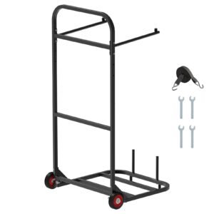 Folding Chair Rack, 100 LBS Capacity, Heavy-duty Chair Cart for Hanging 10 Chairs, Multi-Function Metal Chair Storage Dolly with Rubber Wheels, Push-Style Chair Holder, Matte Black