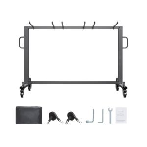 Folding Chair Rack, 400 LBS Capacity, Heavy-duty Chair Cart for 42 Chairs or 12 Tables, Multi-Function Chair Storage Dolly with Rubber Wheels and Holders, Large Chair Holder, Matte Black