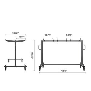 folding chair rack, 400 lbs capacity, heavy duty chair cart for 42 chairs or 12 tables, multi function chair storage dolly with rubber wheels and holders, large chair holder, matte black