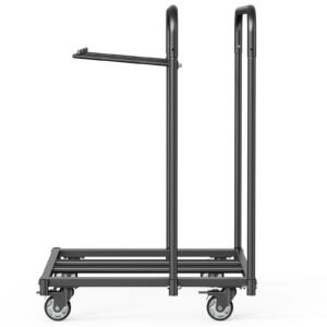 folding chair rack, 400 lbs capacity, heavy duty chair cart for 5 tables+14 chairs, chair storage dolly chair holder w/ swivel casters and locking wheels,for party event,hotel, matte black