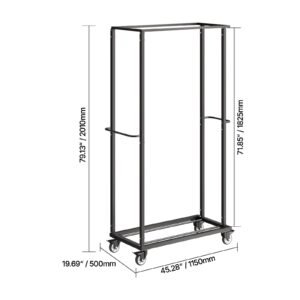 folding chair rack, 500 lbs capacity, heavy duty chair cart for 60 chairs, metal chair storage dolly chair holder with swivel casters and locking wheels, for party event,hotel,matte black