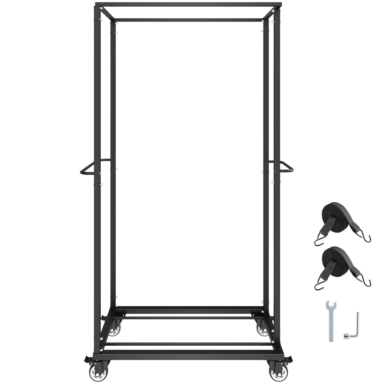 folding chair rack, 500 lbs capacity, heavy duty chair cart for 60 chairs, metal chair storage dolly chair holder with swivel casters and locking wheels, for party event,hotel,matte black