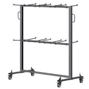 folding chair rack, 800 lbs capacity, heavy duty chair cart for 84 chairs/ 12 tables+42 chairs, dual layer chair storage dolly with rubber wheels and holders, large chair holder, matte black