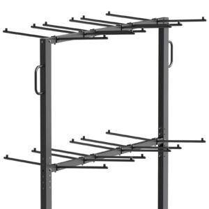 folding chair rack, 800 lbs capacity, heavy duty chair cart for 84 chairs/ 12 tables+42 chairs, dual layer chair storage dolly with rubber wheels and holders, large chair holder, matte black