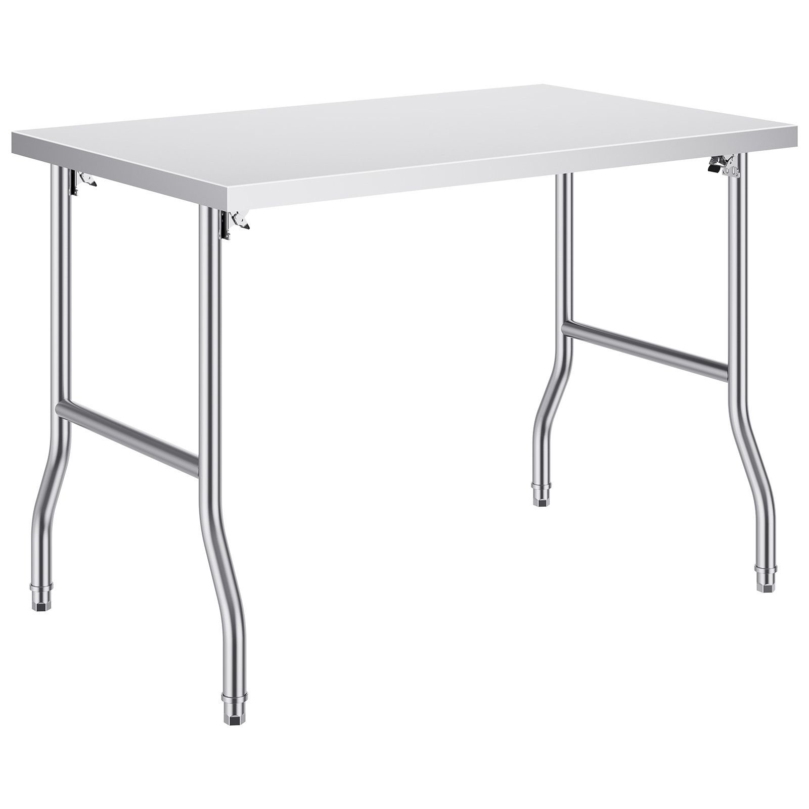 folding commercial prep table, 48 x 30 inch commercial worktable workstation, heavy duty stainless steel folding table with 300 lbs load, kitchen work table, for home kitchen restaurant garage