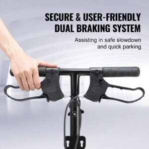 folding knee scooter, carbon steel steerable knee walker with height adjustable handlebar & knee pad, all terrain solid wheels, dual brakes, leg recovery scooter for broken ankle foot injuries