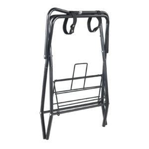folding saddle rack, 28 x 19 x 37.5 in, 2 packs freestanding horse saddle stand, portable horse blanket holder, heavy duty steel saddle rack for english & western saddles, tack storage, black