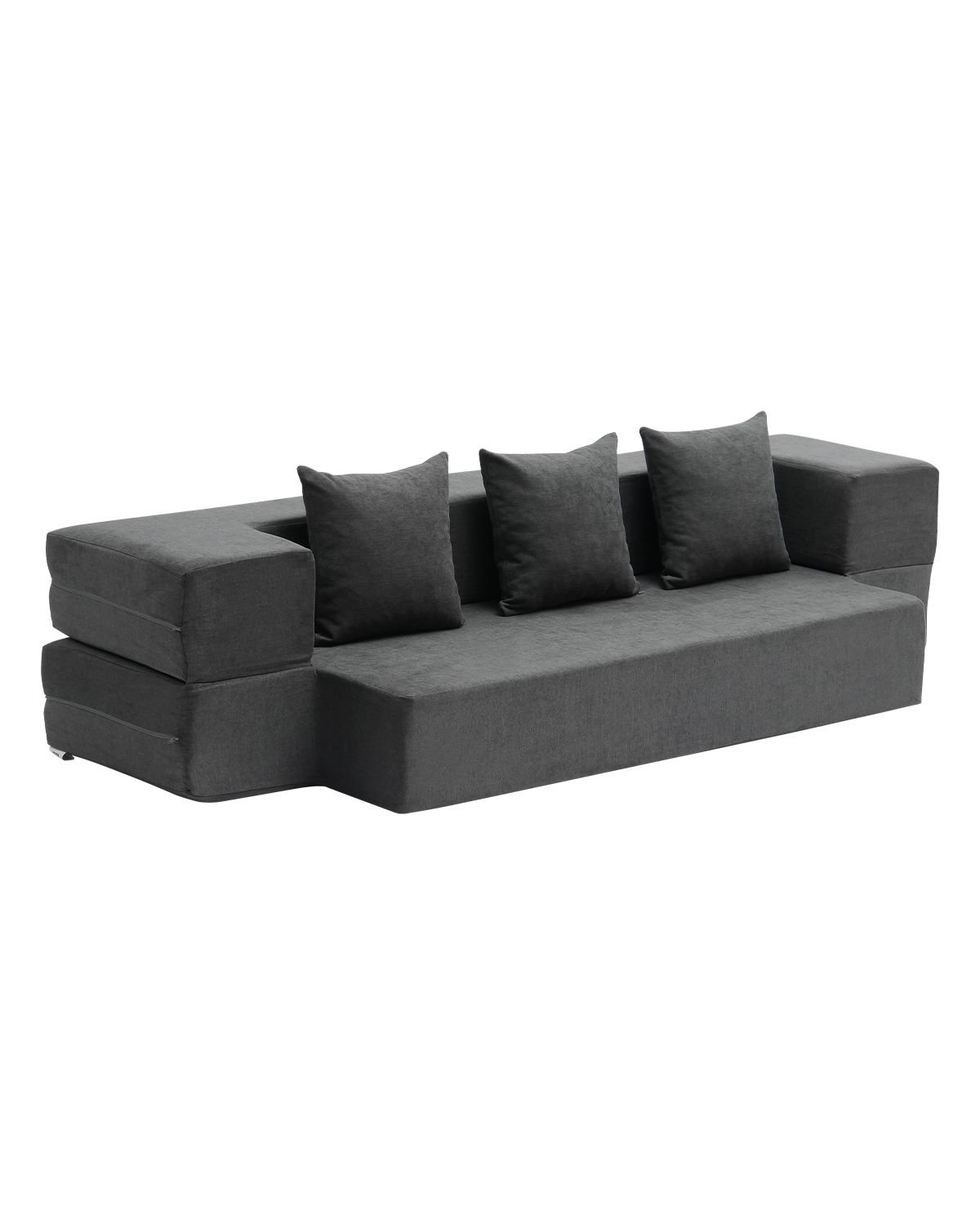 folding sofa bed, 3 in 1 foldable couch bed with 3 pillows and washable cover, 25d high density memory foam convertible sleeper chair bed, futon couch for living room, bedroom, dark grey(twin)