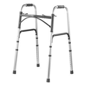 folding walker, 2 button folding walkers with 8 level adjustable height and durable handles, lightweight aluminum mobility walker aid for elderly handicapped disabled, up to 350 pounds