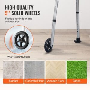 folding walker on wheels, 3 in 1 stand assist folding walkers with adjustable height and width, lightweight aluminum | front wheeled mobility aid for elderly handicapped disabled, up to 350lbs