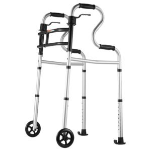 Folding Walker on Wheels, 3-in-1 Stand-Assist Folding Walkers with Adjustable Height and Width, Lightweight Aluminum | Front Wheeled Mobility Aid for Elderly Handicapped Disabled, Up to 350LBS