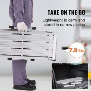 folding work platform, 330 lbs load capacity, aluminum drywall stool ladder, heavy duty work bench w/ non slip feet, ideal for washing vehicles, cleaning, painting, decorating