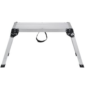 Folding Work Platform, 330 lbs Load Capacity, Aluminum Drywall Stool Ladder, Heavy Duty Work Bench w/ Non-Slip Feet, Ideal for Washing Vehicles, Cleaning, Painting, Decorating