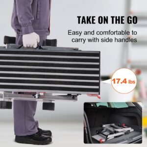 folding work platform, 660 lbs load capacity, aluminum drywall stool ladder, heavy duty work bench w/ non slip feet, ideal for washing vehicles, cleaning, painting, decorating